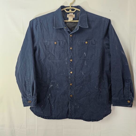 LL Bean Shacket Mens XL Katahdin Workwear Fleece Lined Snap Jacket Distressed - Picture 1 of 11